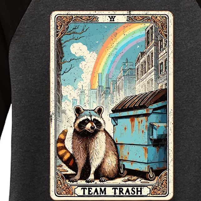 Team Trash Tarot Card Mystic Raccoon Women's Tri-Blend 3/4-Sleeve Raglan Shirt