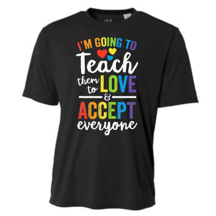 Teach Them To Love And Accept Everyone Teacher Pride LGBT Cooling Performance Crew T-Shirt