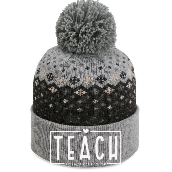 Teach Them To Be Kind Teacher Life Funny Teachers Day Retro The Baniff Cuffed Pom Beanie