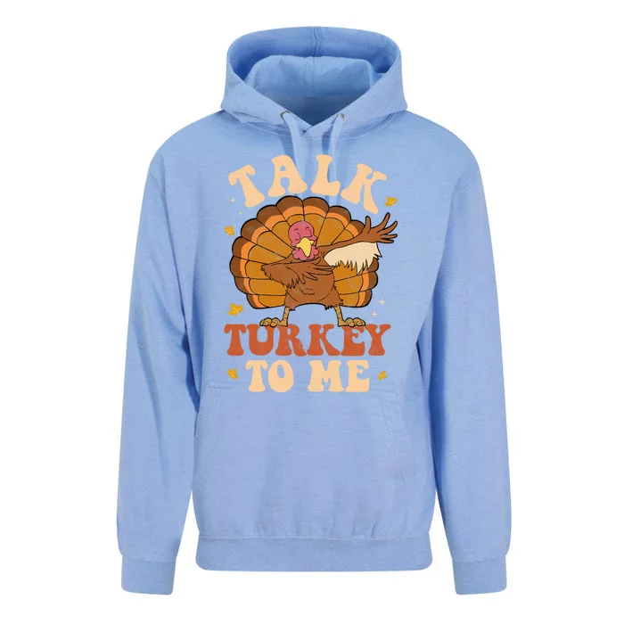 Talk Turkey To Me Dabbing Autumn Thanksgiving Groovy Retro Great Gift Unisex Surf Hoodie