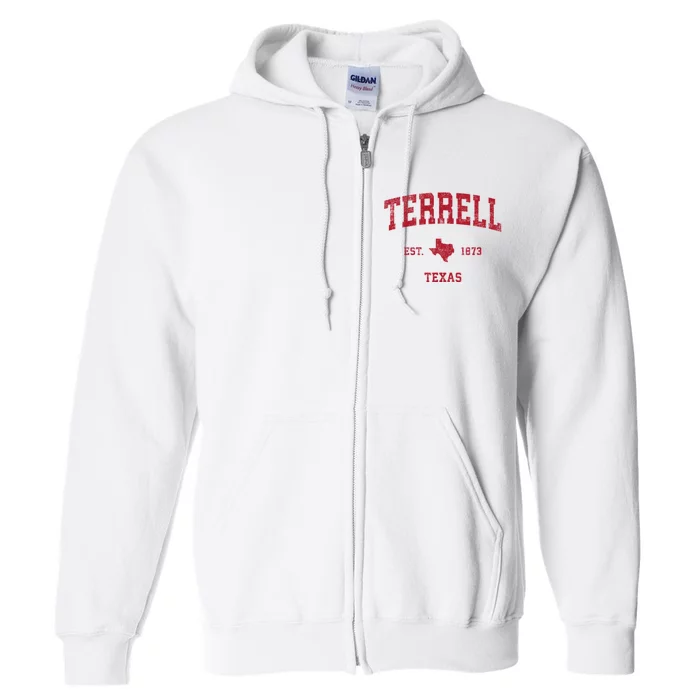 Terrell Texas Tx Vintage Sports Full Zip Hoodie