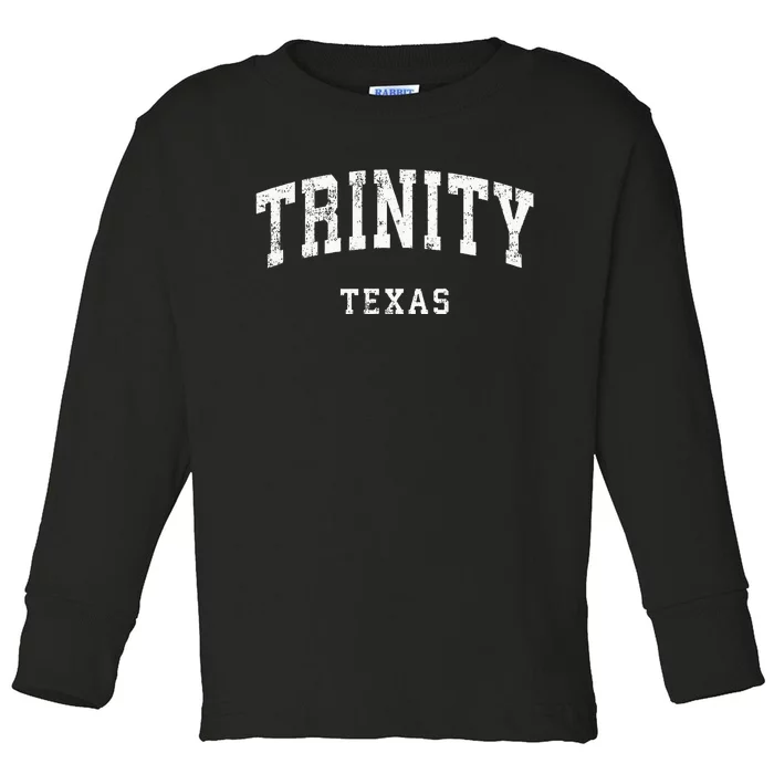 Trinity Texas Tx Vintage Athletic Sports Design Toddler Long Sleeve Shirt