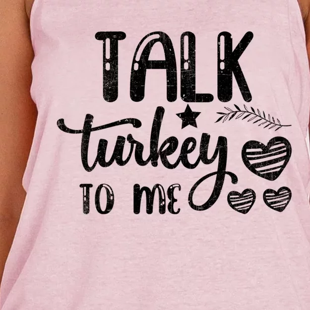 Talk Turkey To Me Funny Thanksgiving Turkey Day Funny Gift Cool Gift Women's Knotted Racerback Tank