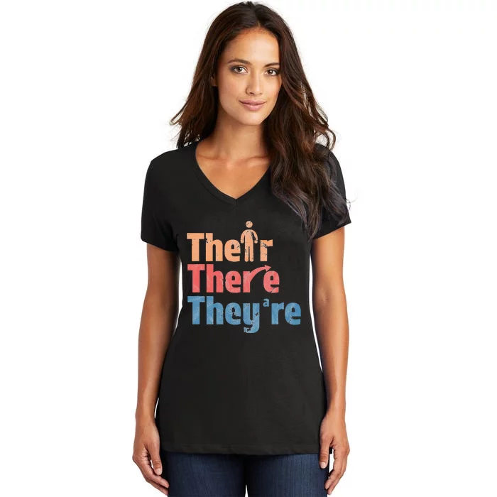 Their There Theyre Funny English Teacher Gramma Police Women's V-Neck T-Shirt