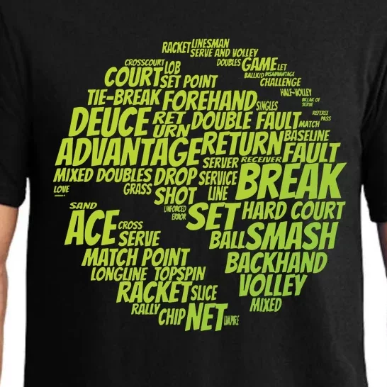 Tennis Terms Tennis Player Playing Tennis Ball Pajama Set