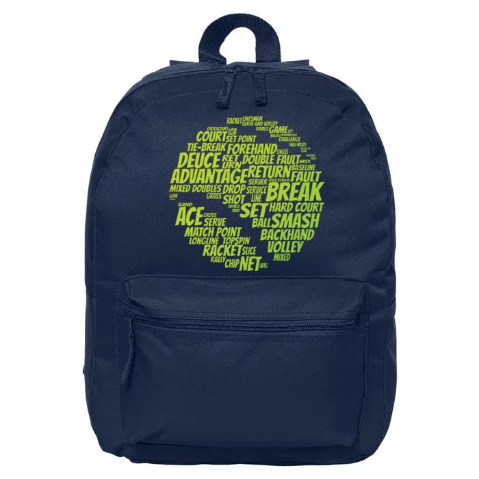 Tennis Terms Tennis Player Playing Tennis Ball 16 in Basic Backpack