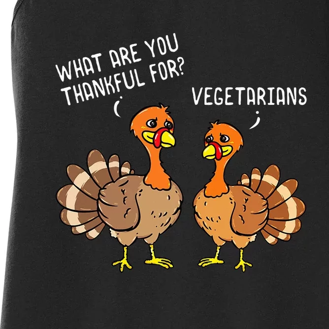 Turkeys Talking Thankful Vegetarians Thanksgiving Vegan Women's Racerback Tank