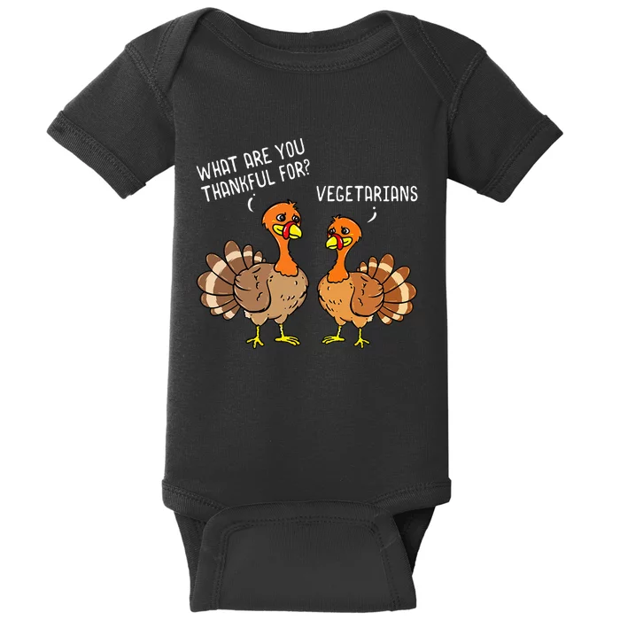 Turkeys Talking Thankful Vegetarians Thanksgiving Vegan Baby Bodysuit