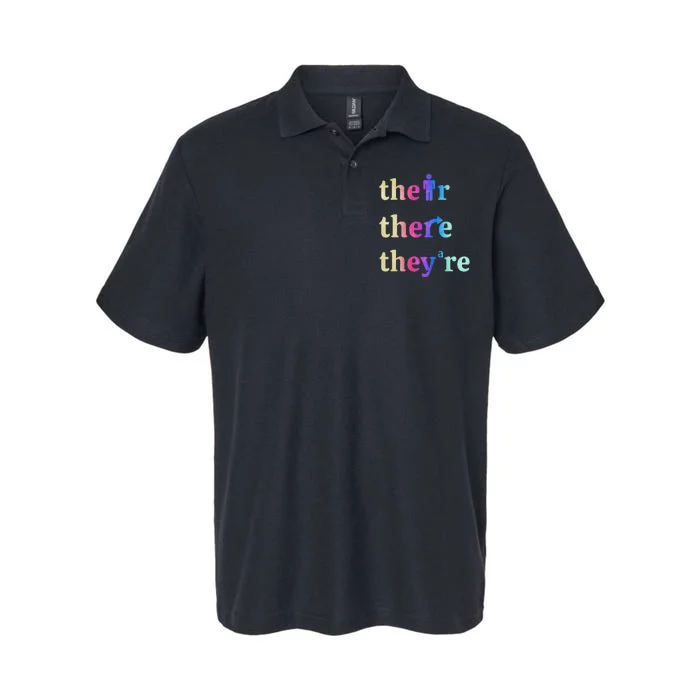 There Their TheyRe English Grammar Funny Teacher Softstyle Adult Sport Polo