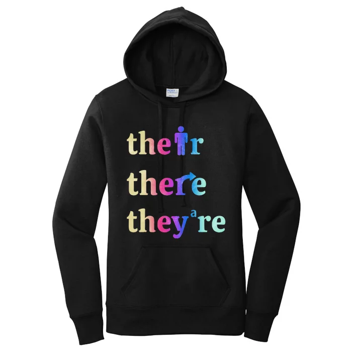 There Their TheyRe English Grammar Funny Teacher Women's Pullover Hoodie