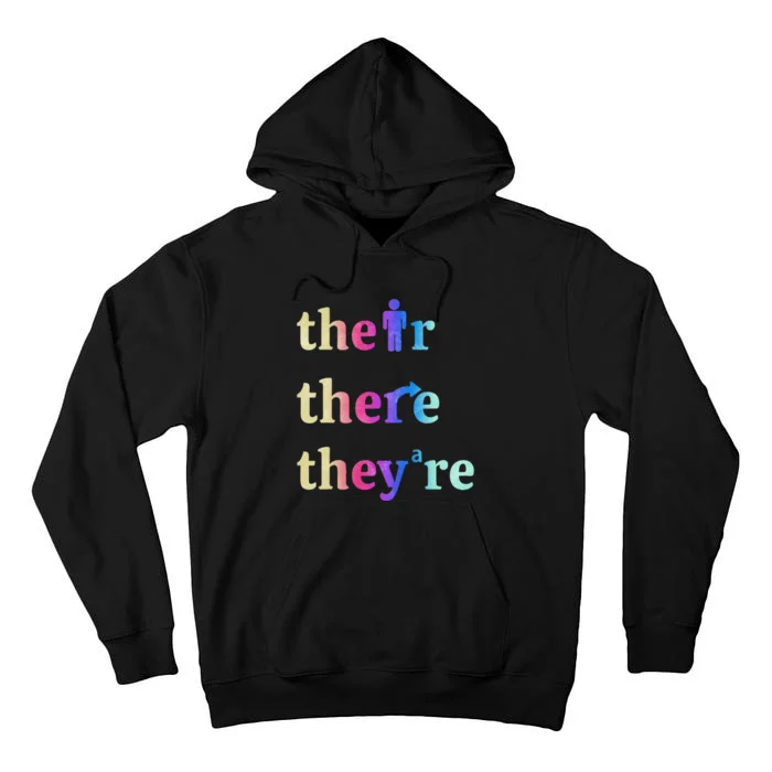 There Their TheyRe English Grammar Funny Teacher Tall Hoodie