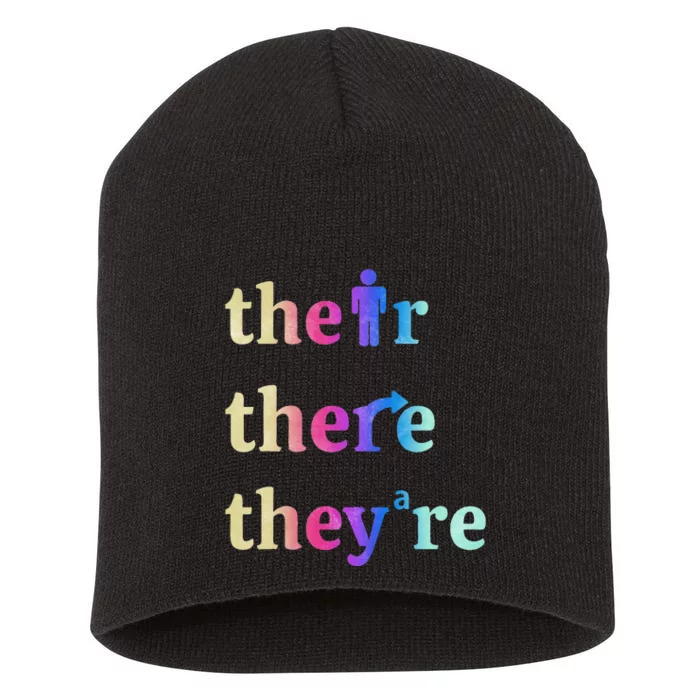 There Their TheyRe English Grammar Funny Teacher Short Acrylic Beanie