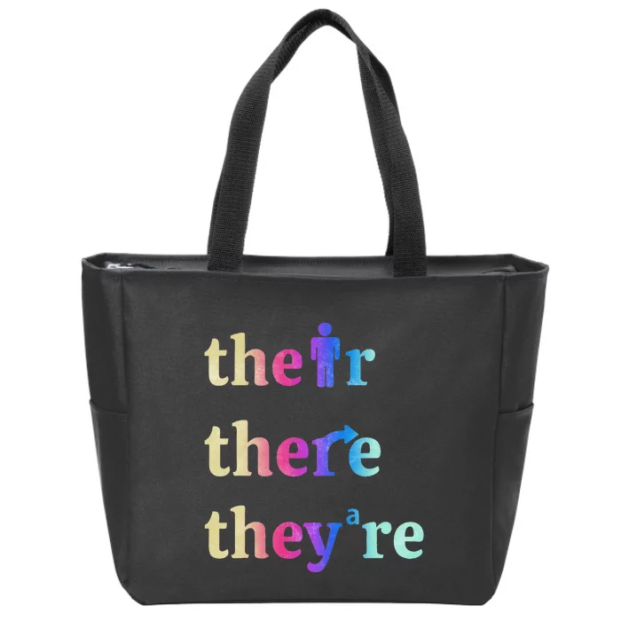 There Their TheyRe English Grammar Funny Teacher Zip Tote Bag