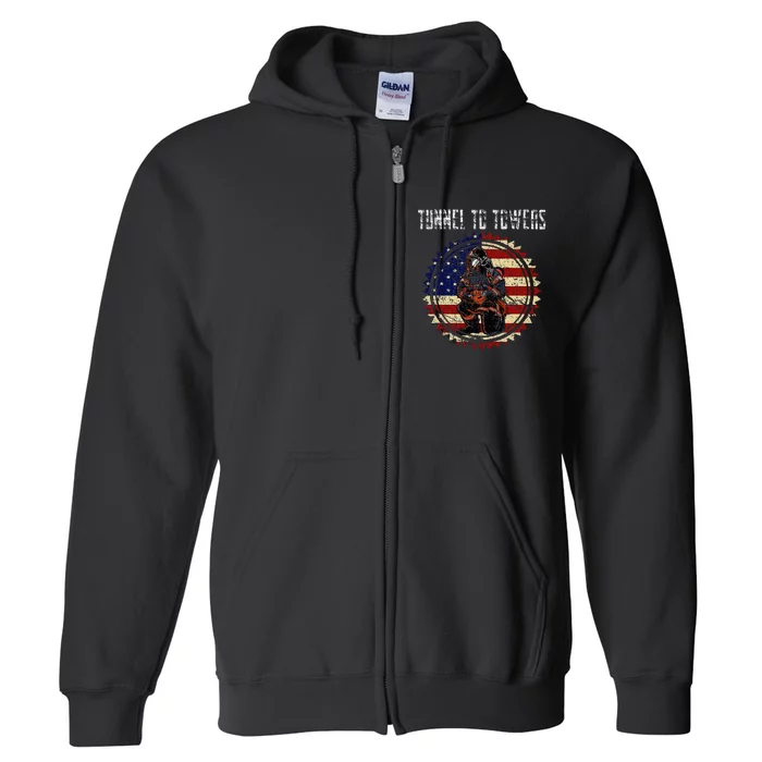 Tunnel To Towers America Flag Inserts Full Zip Hoodie