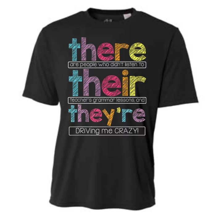 There Their Theyre English Grammar Teacher Funny Humor Cooling Performance Crew T-Shirt