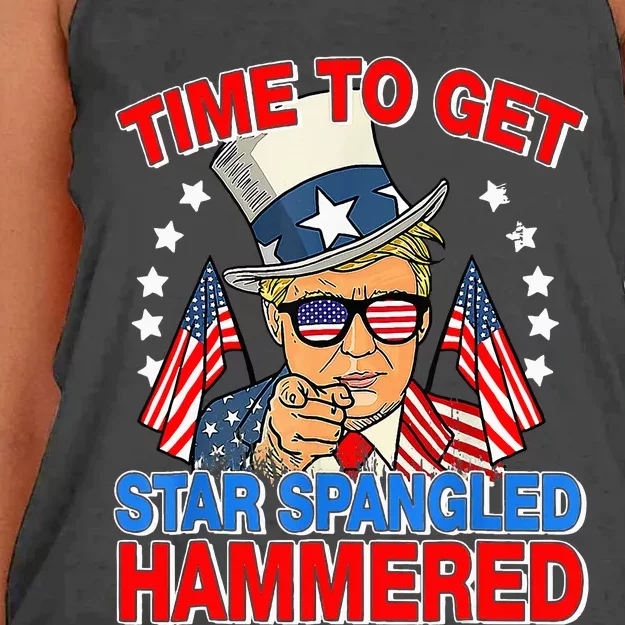 Trump Time To Get Star Spangled Hammered Women's Knotted Racerback Tank