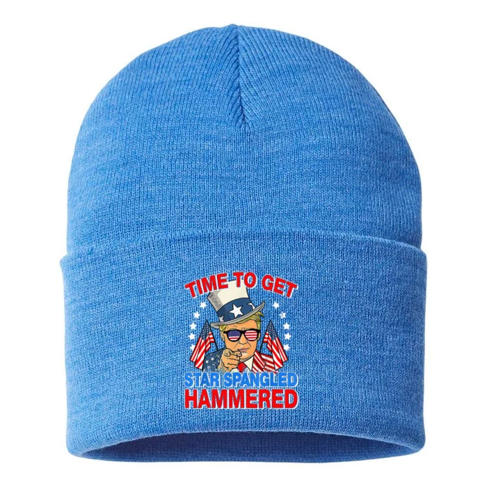 Trump Time To Get Star Spangled Hammered Sustainable Knit Beanie