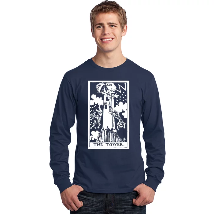 The T0wer Tarot Card Xvi Long Sleeve Shirt