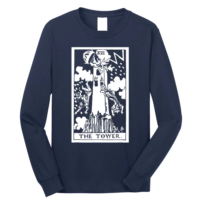 The T0wer Tarot Card Xvi Long Sleeve Shirt