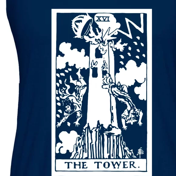 The T0wer Tarot Card Xvi Ladies Essential Flowy Tank