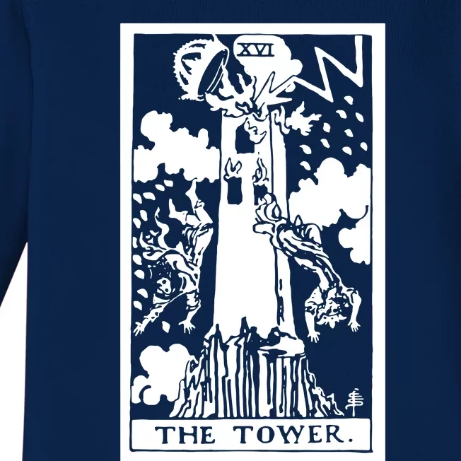 The T0wer Tarot Card Xvi Baby Long Sleeve Bodysuit