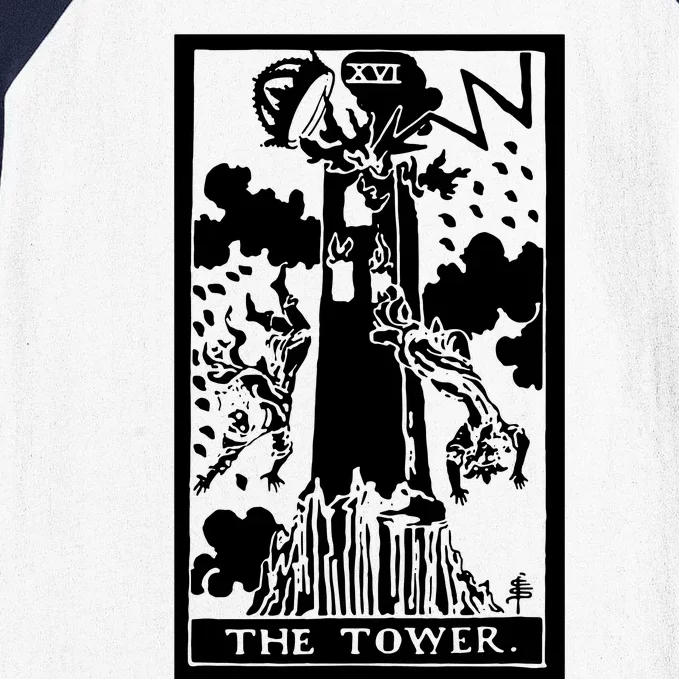 The T0wer Tarot Card Xvi Baseball Sleeve Shirt