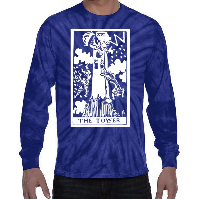 The T0wer Tarot Card Xvi Tie-Dye Long Sleeve Shirt