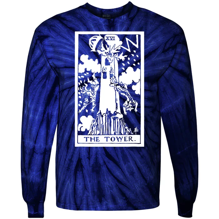 The T0wer Tarot Card Xvi Tie-Dye Long Sleeve Shirt