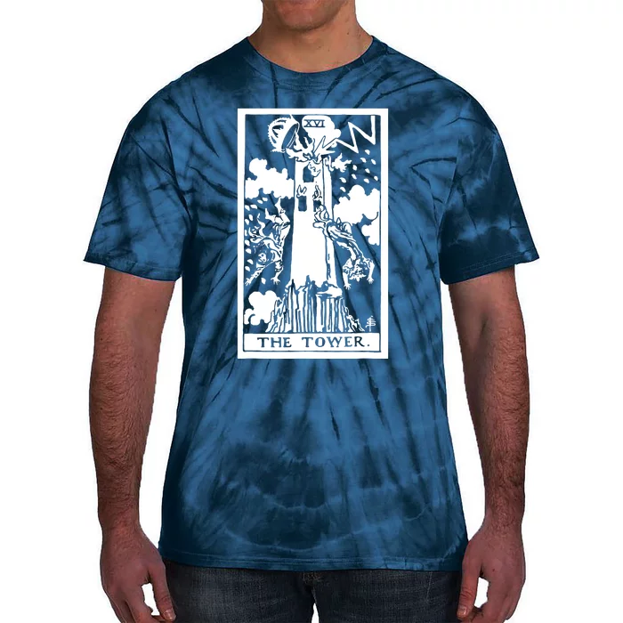 The T0wer Tarot Card Xvi Tie-Dye T-Shirt