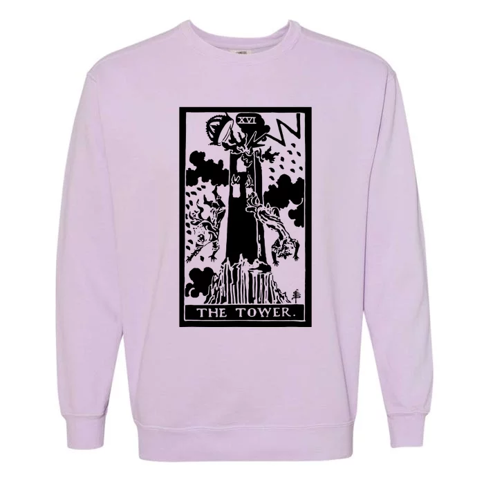 The T0wer Tarot Card Xvi Garment-Dyed Sweatshirt