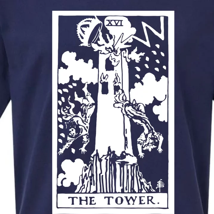 The T0wer Tarot Card Xvi Sueded Cloud Jersey T-Shirt