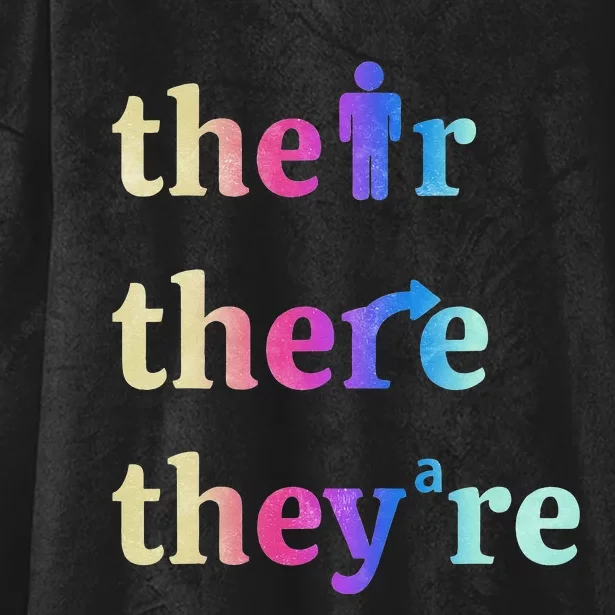 There Their They're English Grammar Funny Teacher Hooded Wearable Blanket