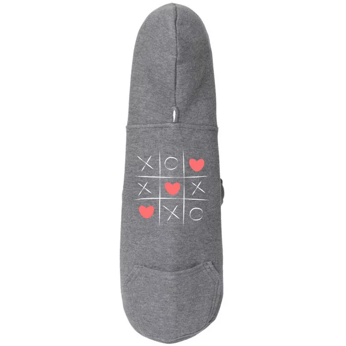 Tic Tac Toe Xoxo Valentines Day Cute Doggie 3-End Fleece Hoodie