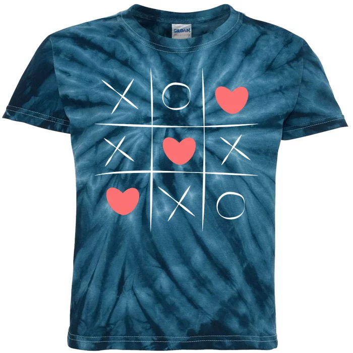 Tic Tac Toe Xoxo Valentines Day Cute Kids Tie-Dye T-Shirt