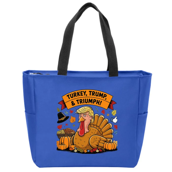 Turkey Trump & Triumph Thanksgiving 2024 Election Zip Tote Bag