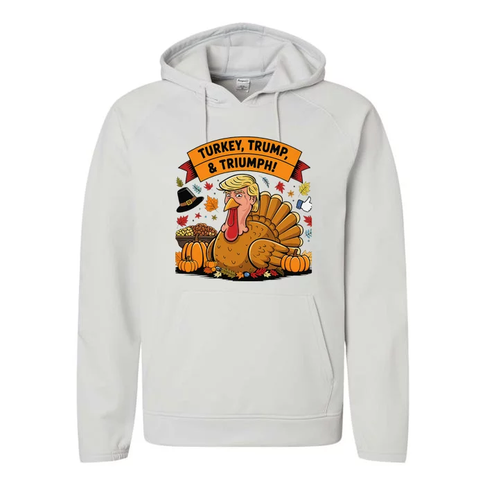 Turkey Trump & Triumph Thanksgiving 2024 Election Performance Fleece Hoodie