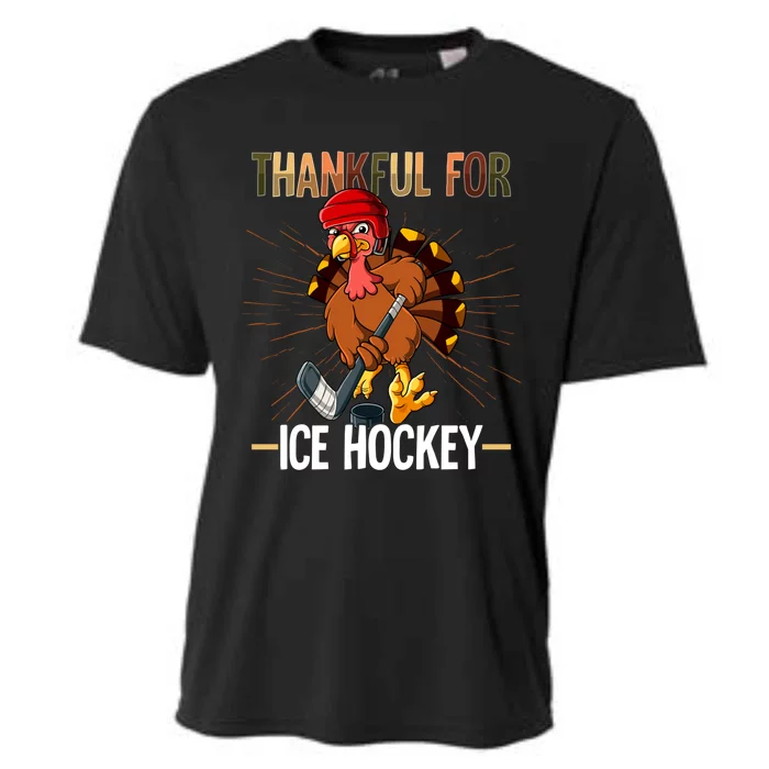 Thanksgiving Turkey Thankful For Ice Hockey Meaningful Gift Cooling Performance Crew T-Shirt