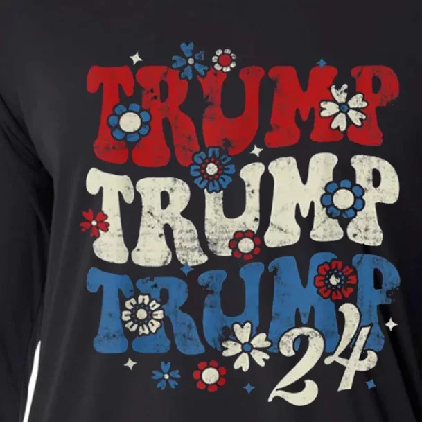 Trump Trump Trump 2024 Retro Groovy Cooling Performance Long Sleeve Crew