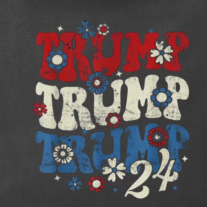 Trump Trump Trump 2024 Retro Groovy Zip Tote Bag