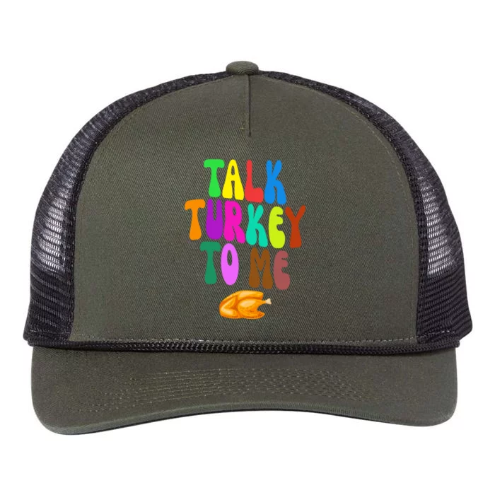 Talk Turkey To Me Funny Thanksgiving Retro Rope Trucker Hat Cap