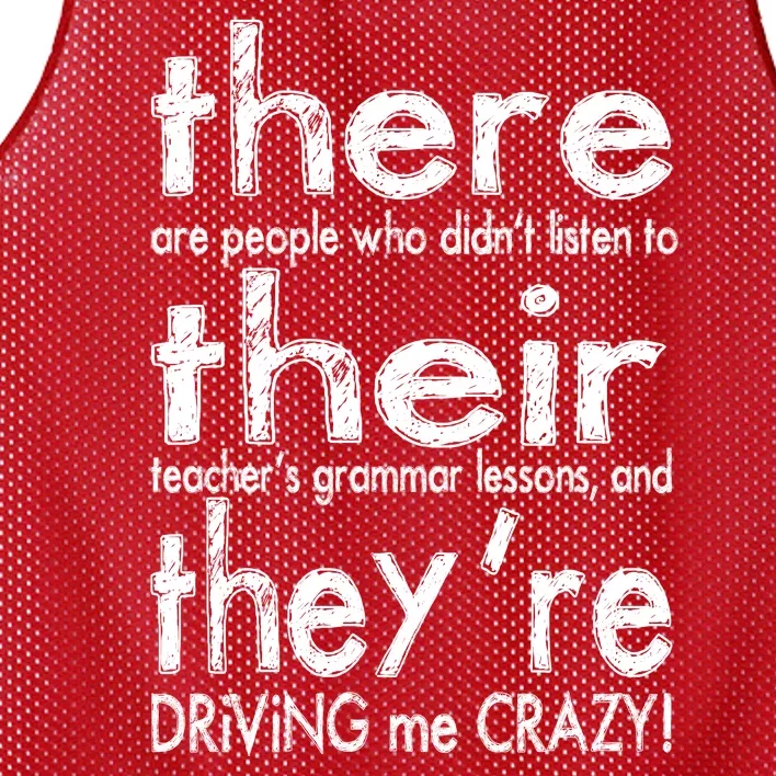 There Their They're Driving Me Crazy English Teacher Mesh Reversible Basketball Jersey Tank