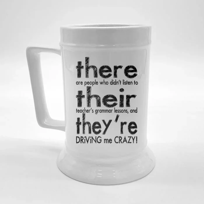 There Their They're Driving Me Crazy English Teacher Front & Back Beer Stein