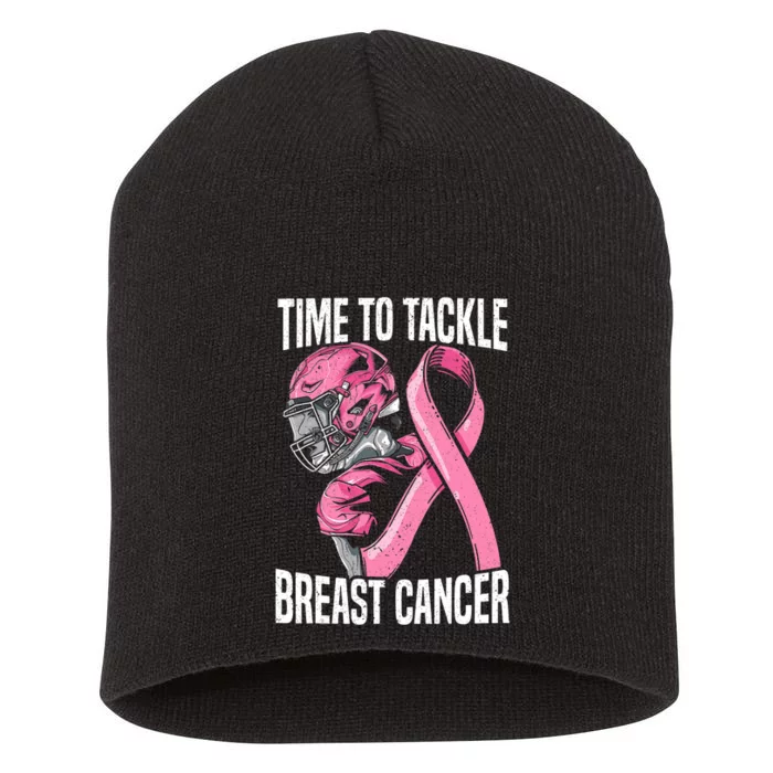 Time To Tackle Breast Cancer Awareness Football Player Short Acrylic Beanie