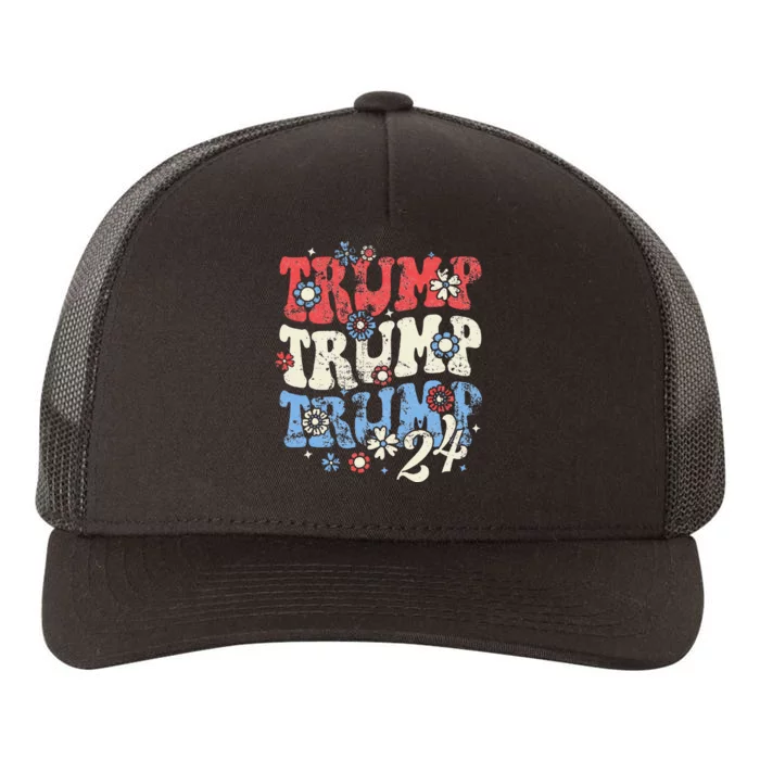 Trump Trump Trump 2024 Retro Groovy Yupoong Adult 5-Panel Trucker Hat