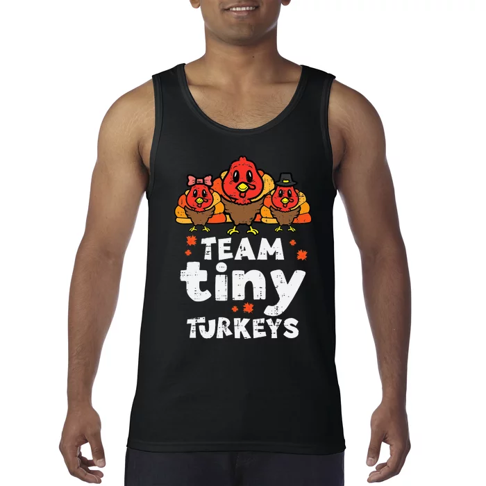 Team Tiny Turkeys Cute Thanksgiving Day Nicu Nurse Teacher Tank Top