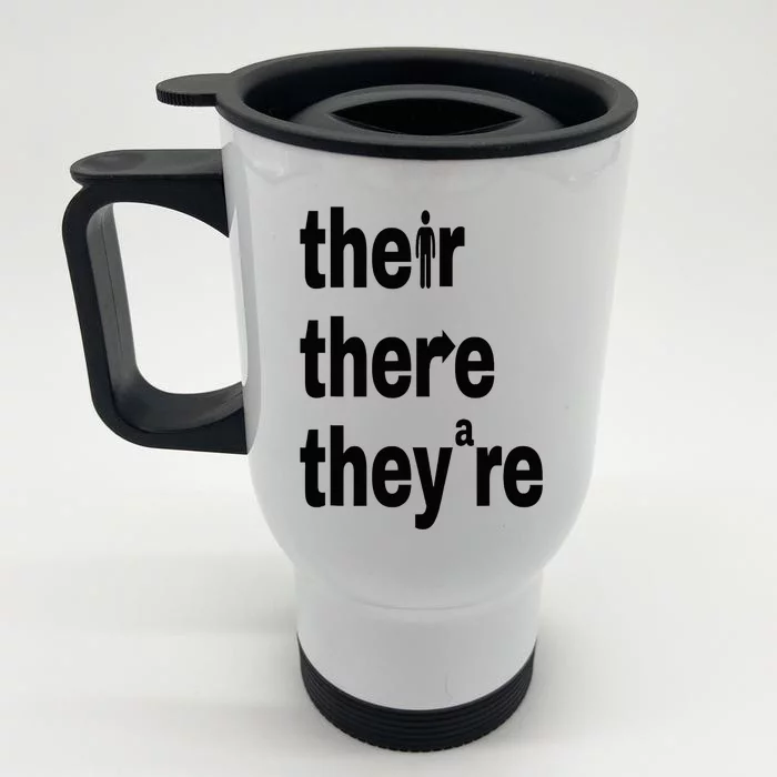 Their There They're Grammar Nerd Funny English Classroom Front & Back Stainless Steel Travel Mug