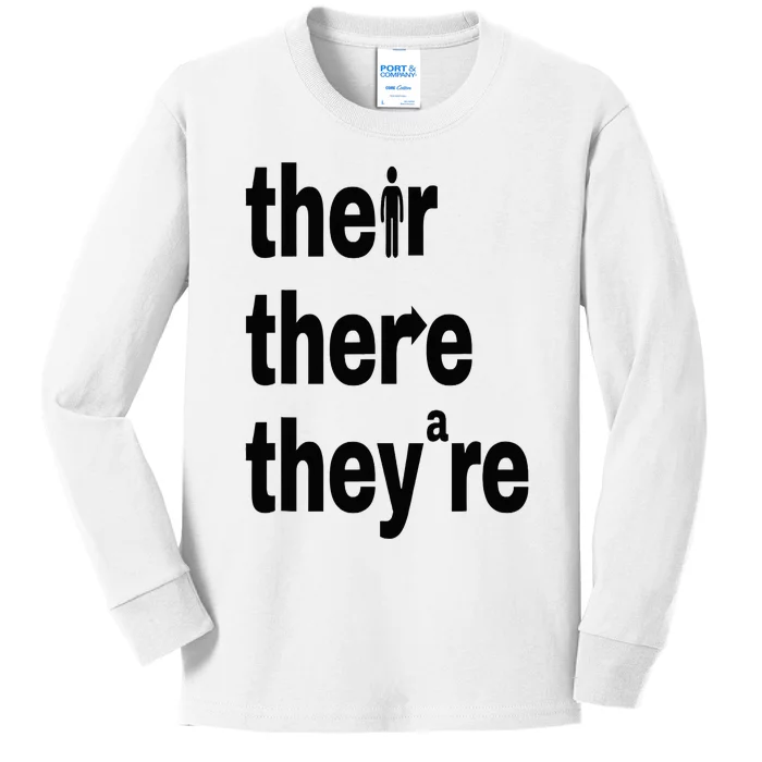 Their There They're Grammar Nerd Funny English Classroom Kids Long Sleeve Shirt