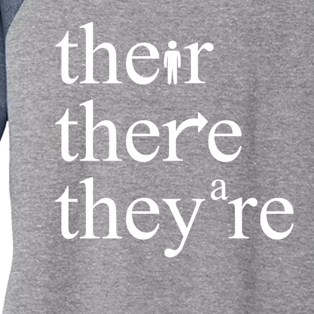 There Their They're Funny Grammar Women's Tri-Blend 3/4-Sleeve Raglan Shirt