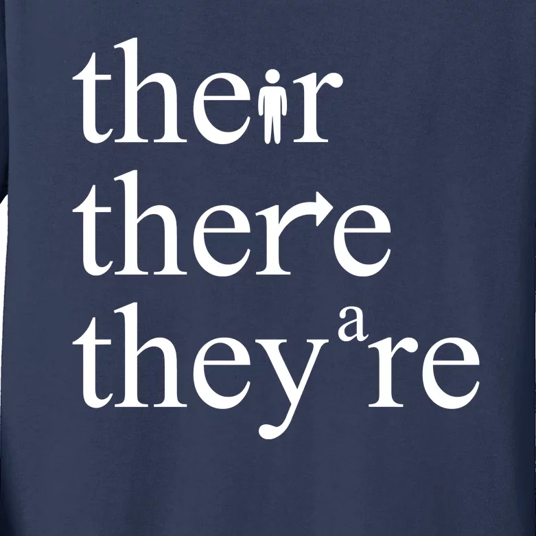 There Their They're Funny Grammar Kids Long Sleeve Shirt