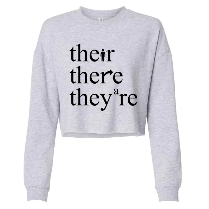 There Their They're Funny Grammar Cropped Pullover Crew